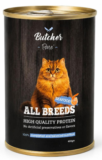 Wet Food Butcher cat  Butcher Seafood 400 gm pate
