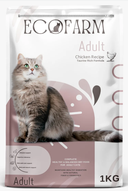 Ecofarm - Dry Food - For Adult Cats - 1 kg - Chicken