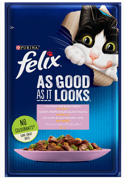 Purina - Felix - For Adult Cats - Pouch 85 gm - With Salmon & Beans