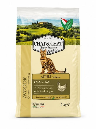 CHAT & CHAT - For Adult Cats - Indoor - 2 kg - With Chicken