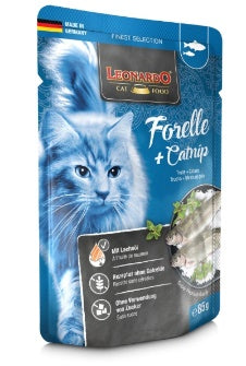 Leonardo - Cat Treat - Pouch 85 gm - Adult - Trout & Catnip