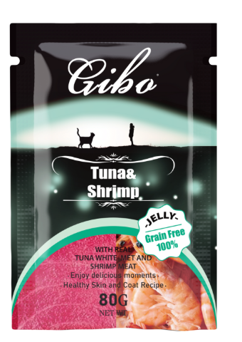 gibo - Cat Treat - Pouch 80 gm - Jelly - Tuna & Shrimp