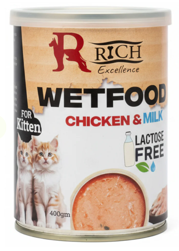 Rich Excellence Cans Wet Food Kitten Chicken & Milk 400G