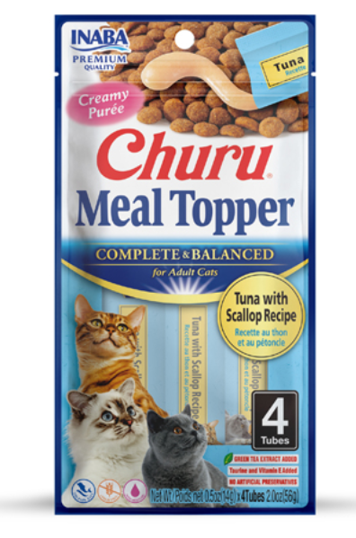 Churu - Adult Cats - Creamy Treat - 4 Tubes - 56 g - Complete & Balanced - Tuna & Scallop