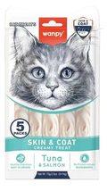 Wanpy - Cat Treat - Cream Treat - Pouch 70 gm - Skin & Coat - With Tuna & Salmon