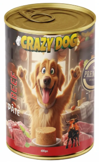Wet Food Crazy Cat dog  Crazy Dog Can Food Pate Beef 400 g 