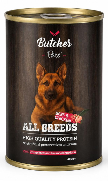 Wet Food Butcher dog  Butcher Wet Food beef&chicken dog 400gm