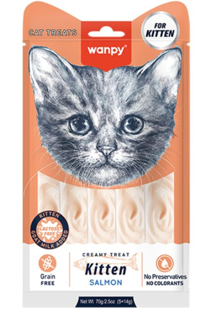 Wanpy - Cat Treat - Cream Treat - kitten  - Pouch 70 gm - With salmon