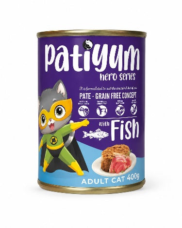 Wet Food Patiyum cat  Patiyum Hero Series Cat Can Food Pate Fish for Adult Cats 400 g 