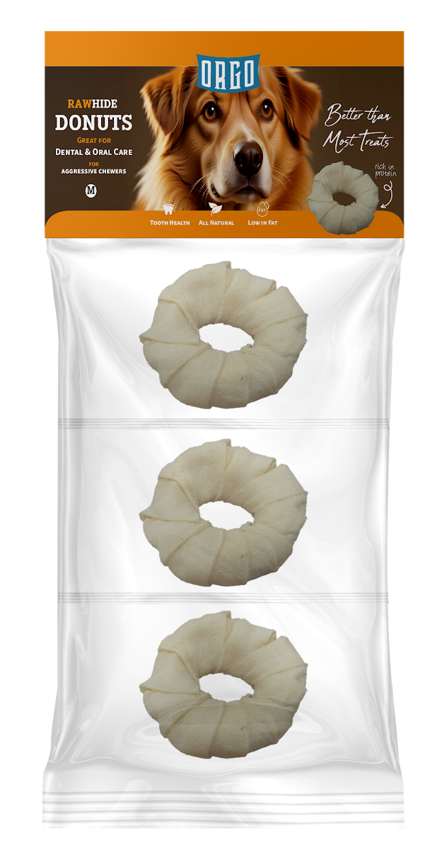 treats orgo DOG RAWHIDE DONUTS Dental & Oral Care - 3 pce - M