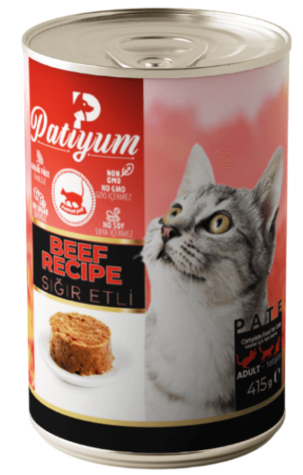 Wet Food Patiyum cat  Patiyum Cat Can Food Pate Beef Recipe for Adult Cats 400 g 
