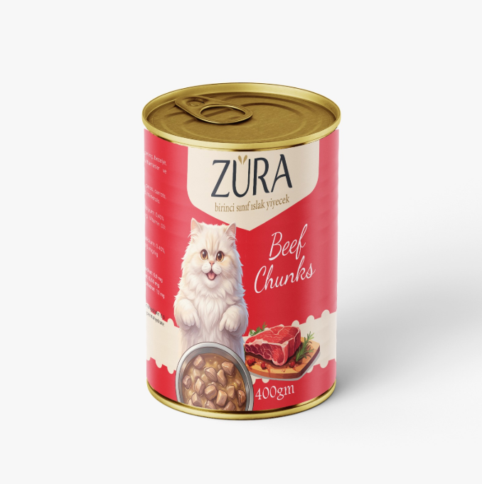 Zura Chunks Can Food For Adult Cat Beef 400 GM