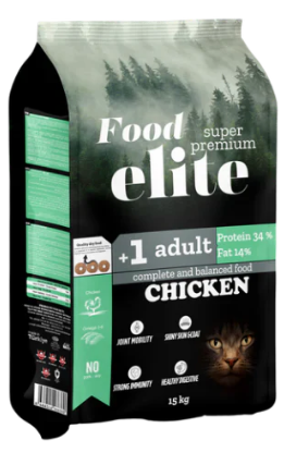 Elite - Dry Food - For Adult Cats - 15 kg - Chicken