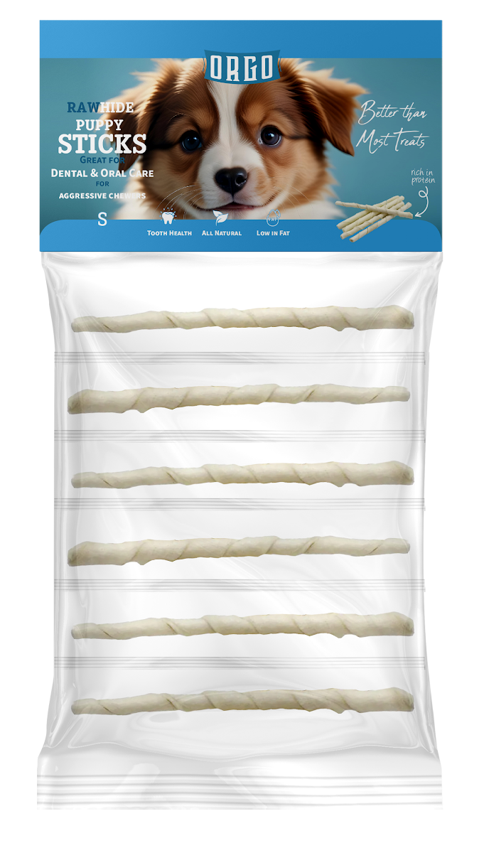 treats orgo DOG RAWHIDE STICKS - For Puppy - Dental & Oral Care - 6 pce - R
