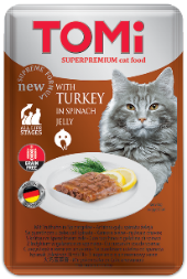 Tomi - Cat Food - For Adult - Pouch 100 gm - Turkey In Spinach Jelly