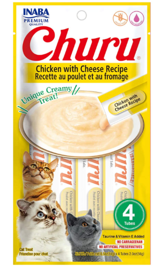 Churu -  Adult Cats - Creamy Treat - 4 Tubes - 56 g - Chicken & Cheese