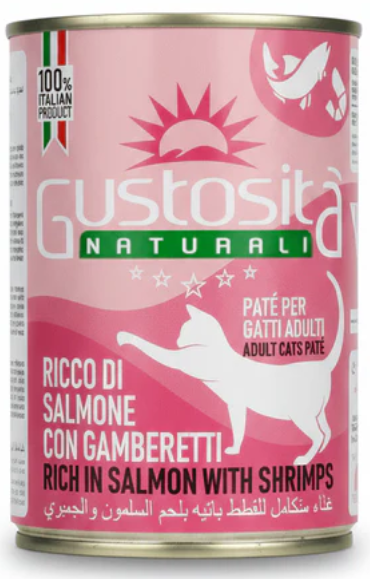 Gustosita - Can 400 gm - For Adult Cats - Salmon & Shrimps
