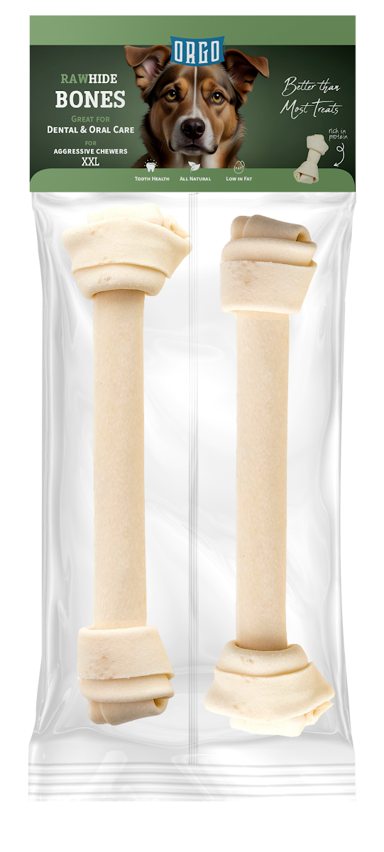 treats orgo DOG RAWHIDE BONES Dental & Oral Care - 2 pce - XXL