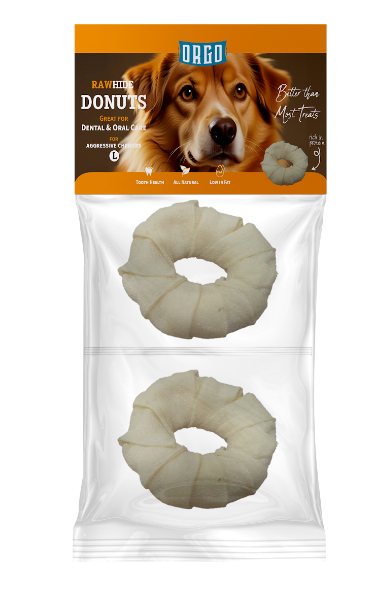treats orgo DOG RAWHIDE DONUTS Dental & Oral Care - 2 pce - L