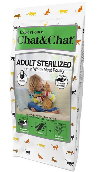 CHAT & CHAT - For Adult Cats - Sterilized - 2 kg - With White Meat Poltry