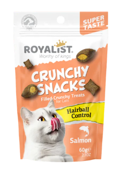 Royalist - Cat Treat - Craunchy Snacks - Hairball Control - Pouch 60 gm - Salmon