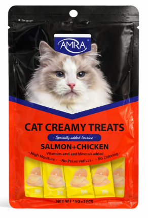 Amna - Cat Creamy Treat - 15 gm - 5 Pcs - Salmon & Chicken