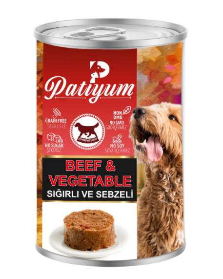 Wet Food Patiyum dog  Patiyum Cat Can Food Pate Beef & Veg Recipe for Adult Dogs 400 g 