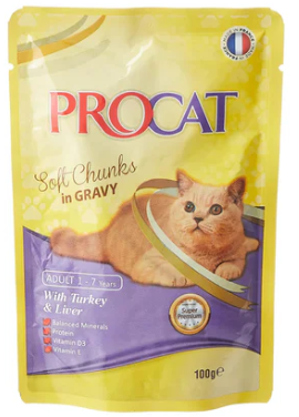 Procat - For Adult Cats - Pouch 100 gm - With Turkey Liver