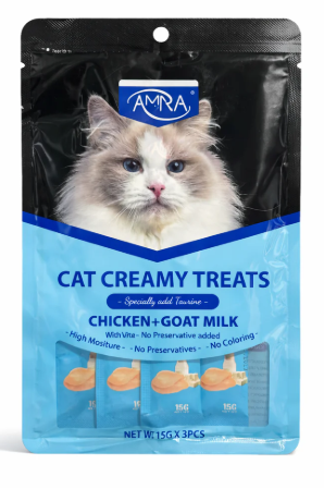 Amna - Cat Creamy Treat - 15 gm - 5 Pcs - Chicken & Goat Milk