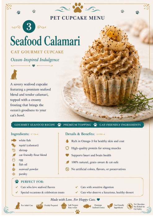 Seafood Calamari Cat Gourmet Cupcake