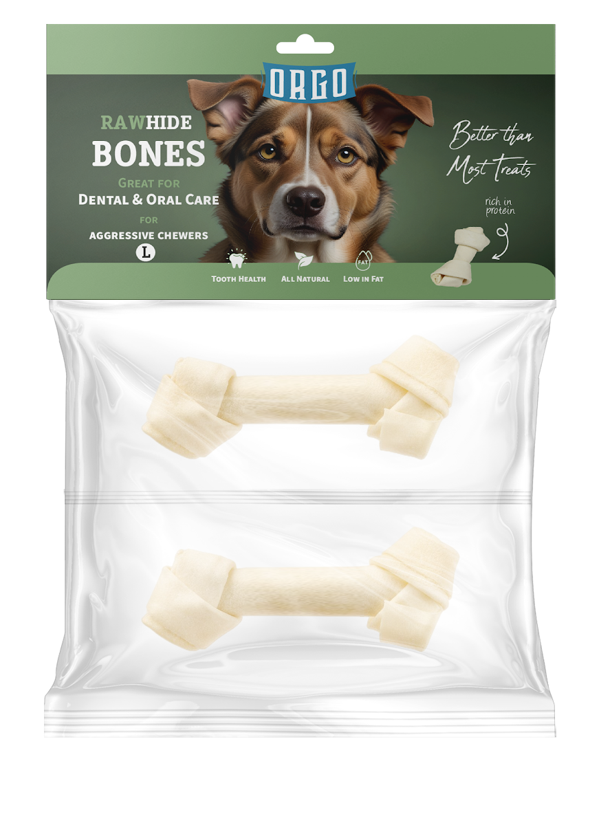 treats orgo DOG RAWHIDE BONES Dental & Oral Care - 2 pce - L