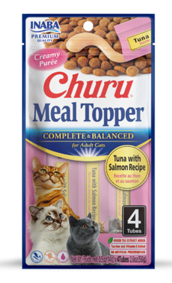 Churu - Adult Cats - Creamy Treat - 4 Tubes - 56 g - Complete & Balanced - Tuna & Salmon