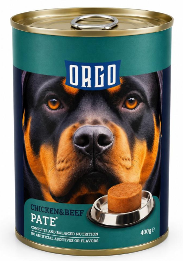 Wet Food orgo dog  Orgo™ Complete Pâté Chicken & Beef – Wet Food for Adult Dogs (400 g)