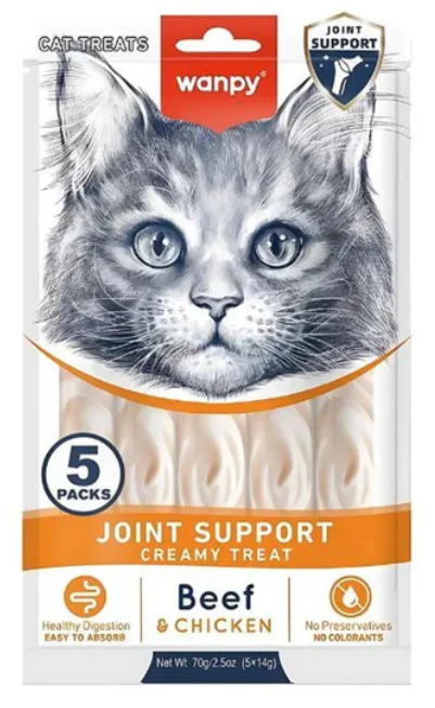 Wanpy - Cat Treat - Cream Treat - Pouch 70 gm - joint support  -With beef & chicken
