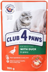 Club 4 Paws - Premium - For Adult Cats - Pouch 100 gm - With Duck