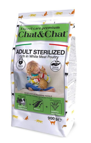 CHAT & CHAT - For Adult Cats - Sterilized - 900 gm - With White Meat Poltry