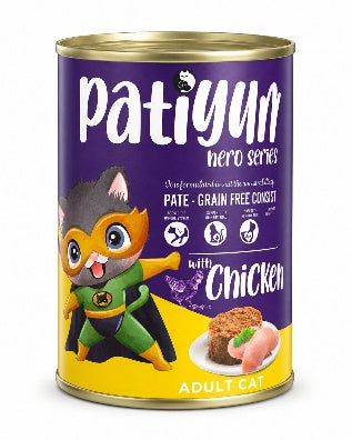 Wet Food Patiyum cat  Patiyum Hero Series Cat Can Food Pate Chicken for Adult Cats 400 g 