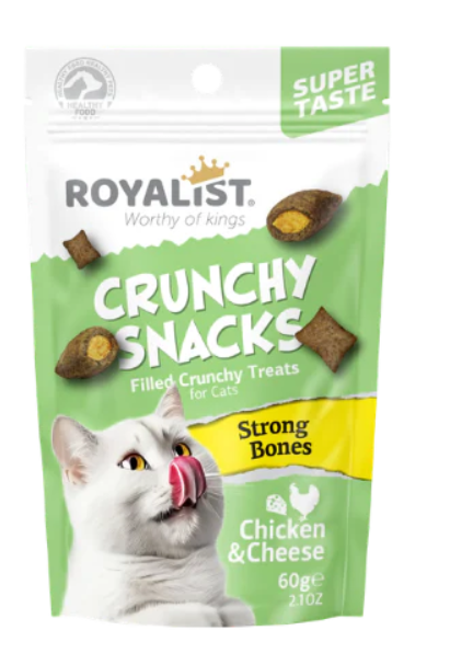 Royalist - Cat Treat - Craunchy Snacks - Strong Bones - Pouch 60 gm - Chicken & Cgeese