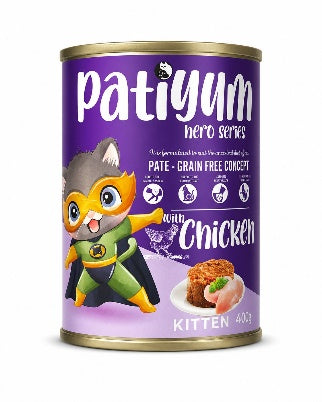 Wet Food Patiyum cat  Patiyum Hero Series Cat Can Food Pate Chicken for Kitten Cats 400 g 