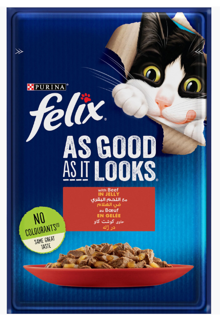 Purina - Felix - For Adult Cats - Pouch 85 gm - With Beef