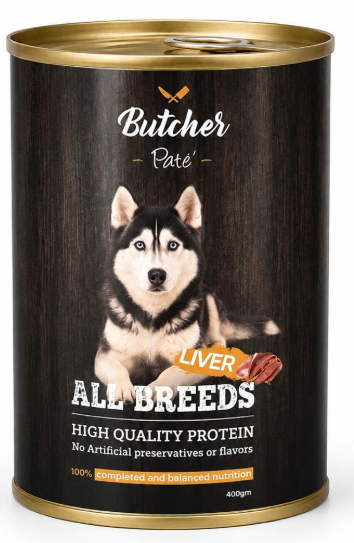 Wet Food Butcher dog  Butcher Wet Food Liver 		400gm dog Pate