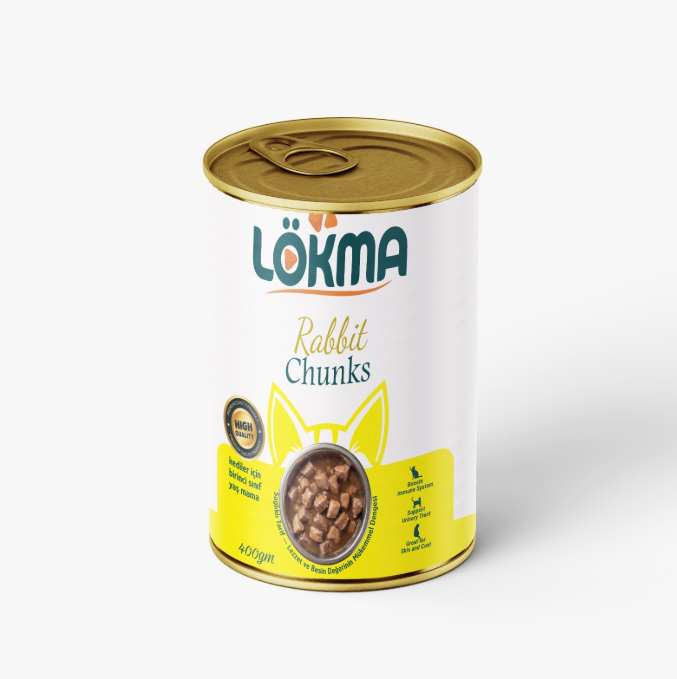 Lokma Chunks Can Food For Adult Cat - Rabbit 400 GM